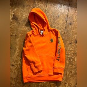 Orange hooded sweat shirt